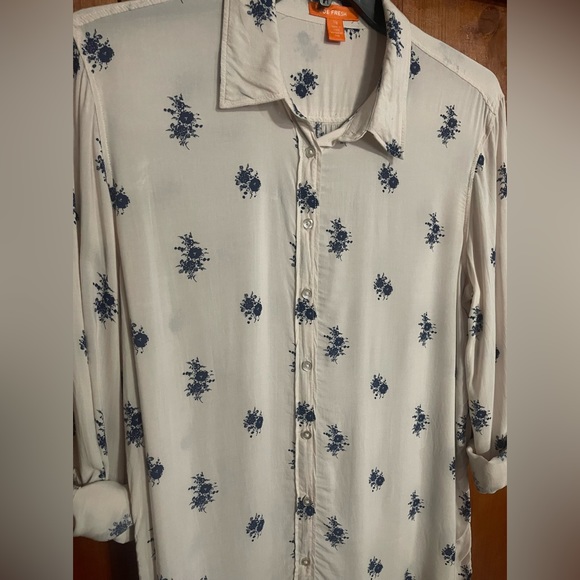Joe Fresh Long Sleeve Button Down Floral Shirt Sz L - Picture 9 of 14